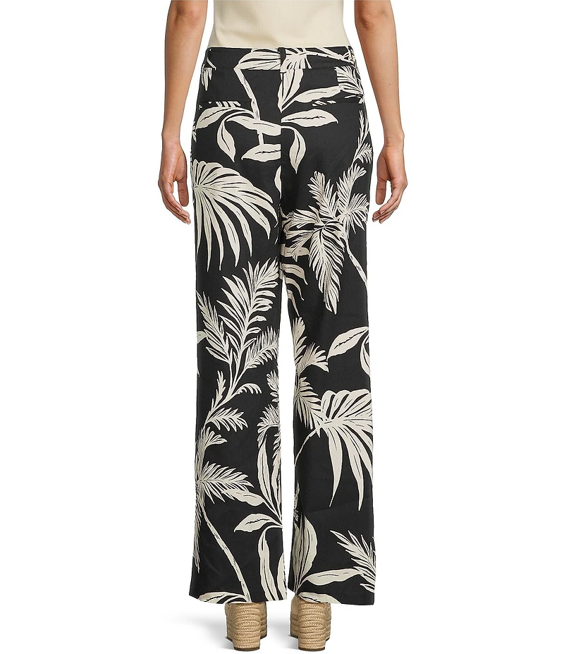Guess Jemma Tropical Printed Wide Leg Linen Blend Coordinating Pants