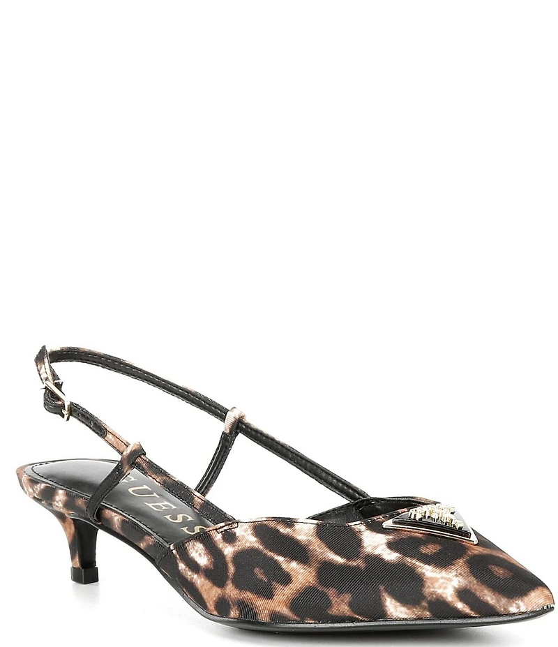 Guess Jesson3 Leopard Print Slingback Pumps