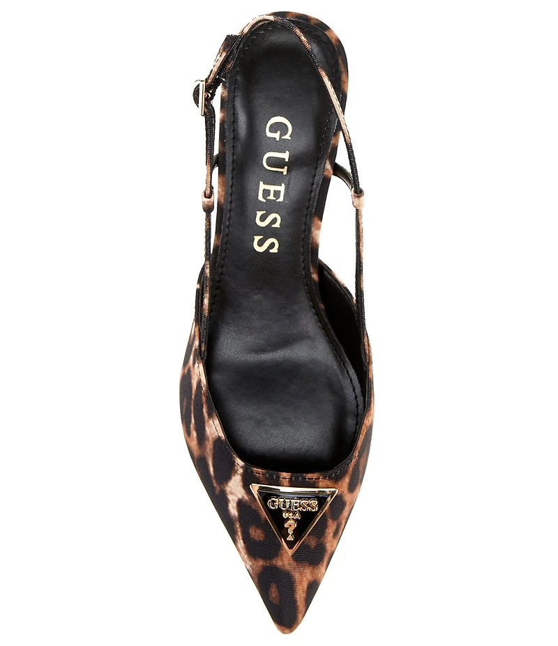 Guess Jesson3 Leopard Print Slingback Pumps