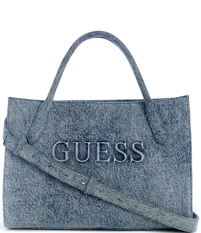 Guess Jodi Washed Denim Logo Tote Bag