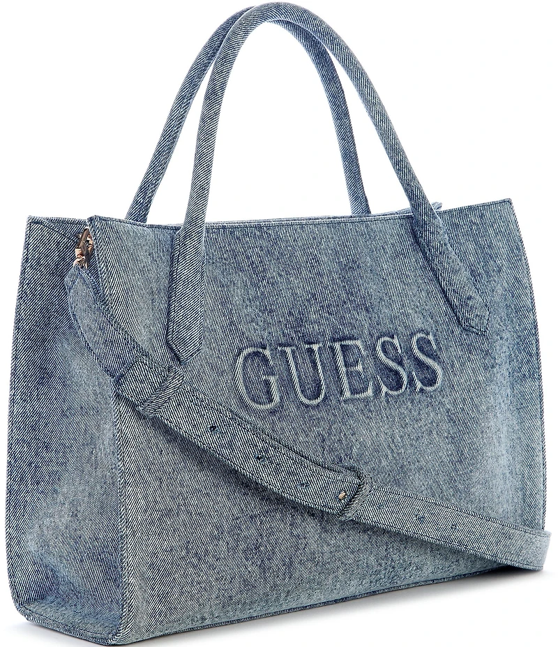Guess Jodi Washed Denim Logo Tote Bag