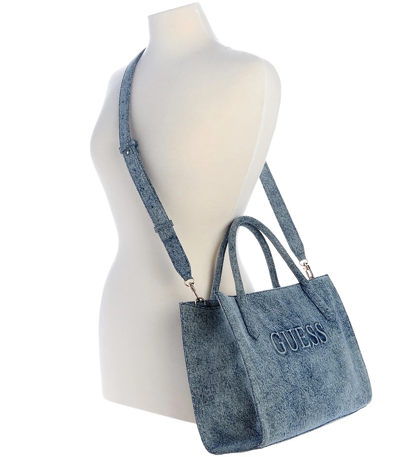 Guess Jodi Washed Denim Logo Tote Bag