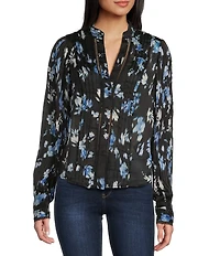 Guess Josette Long Sleeve Floral Printed Chiffon Top