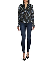 Guess Josette Long Sleeve Floral Printed Chiffon Top