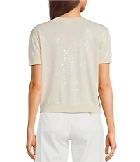 Guess Juniper Short Sleeve Sequin Embellished Crepe Sweater