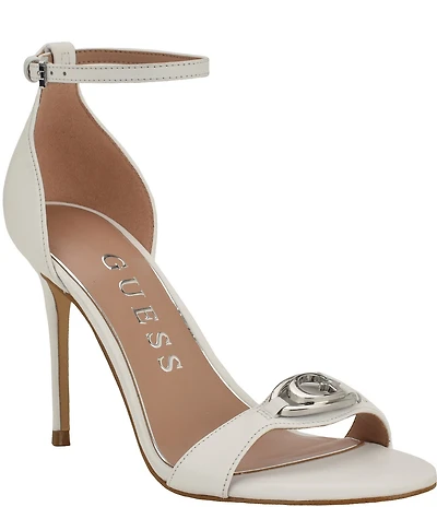 Guess Kabrina Leather Logo Hardware Detail Ankle Strap Dress Sandals