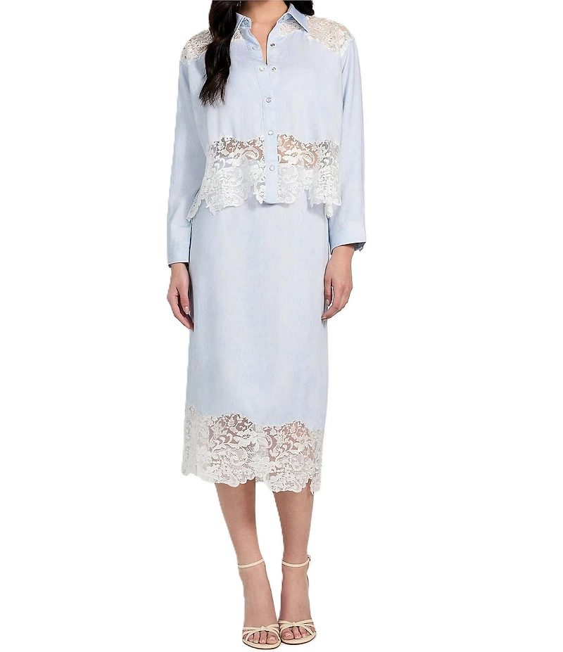 Guess Lana Lace Trimmed Midi Skirt