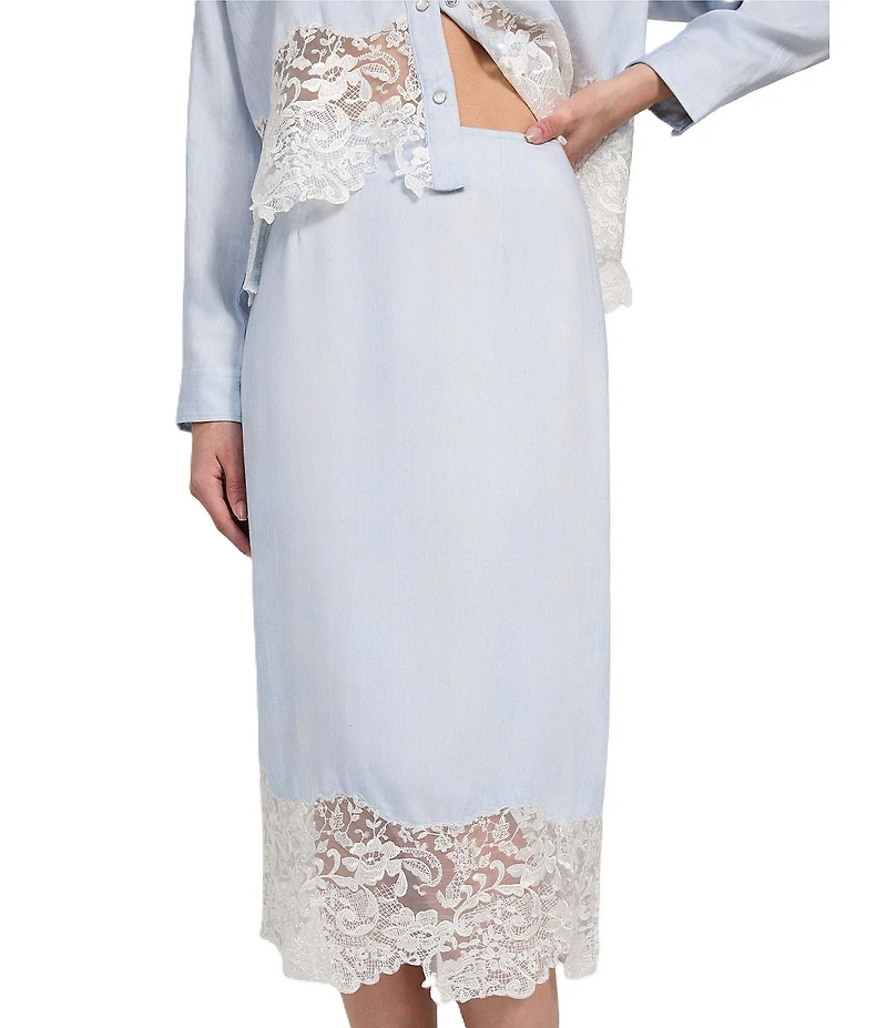Guess Lana Lace Trimmed Midi Skirt