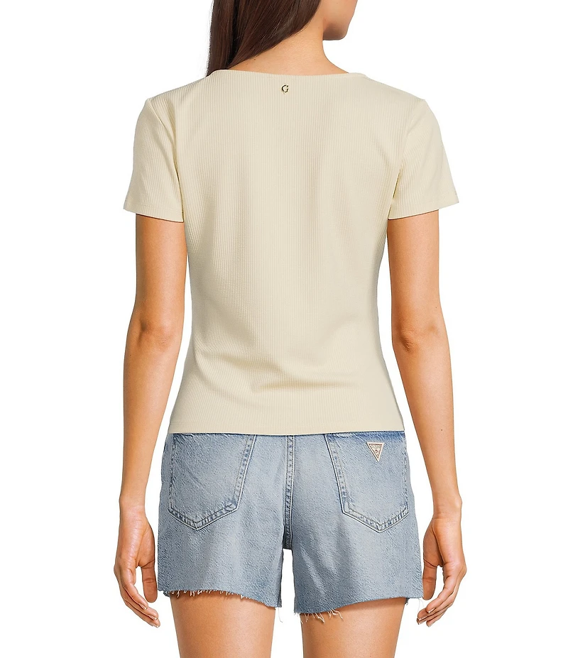 Guess Lena Short Sleeve Rib Top