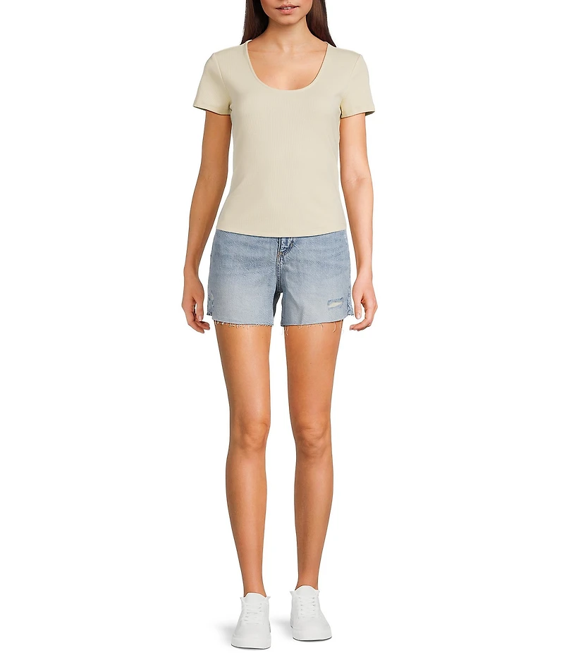 Guess Lena Short Sleeve Rib Top