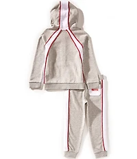 Guess Little Boys Long-Sleeve Piping-Detailed Unbrushed-Fleece Hooded Jacket & Matching Jogger Pant Set