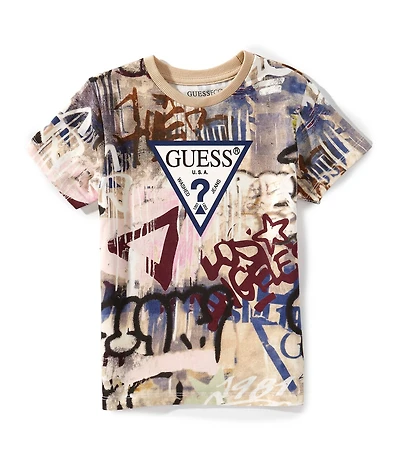 Guess Little Boys Short Sleeve Graffiti Printed T-Shirt