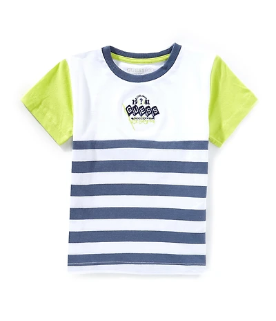 Guess Little Boys Short Sleeve Guess Flag Striped T-Shirt