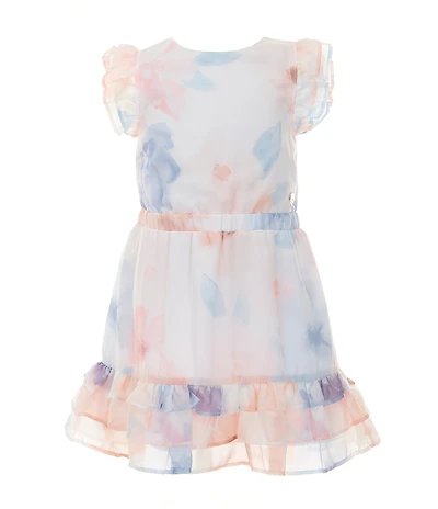 Guess Little Girls Flutter-Sleeve Butterfly Chiffon Fit-And-Flare Dress