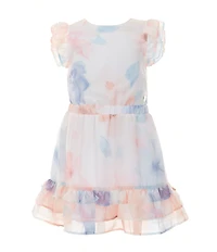 Guess Little Girls Flutter-Sleeve Butterfly Chiffon Fit-And-Flare Dress