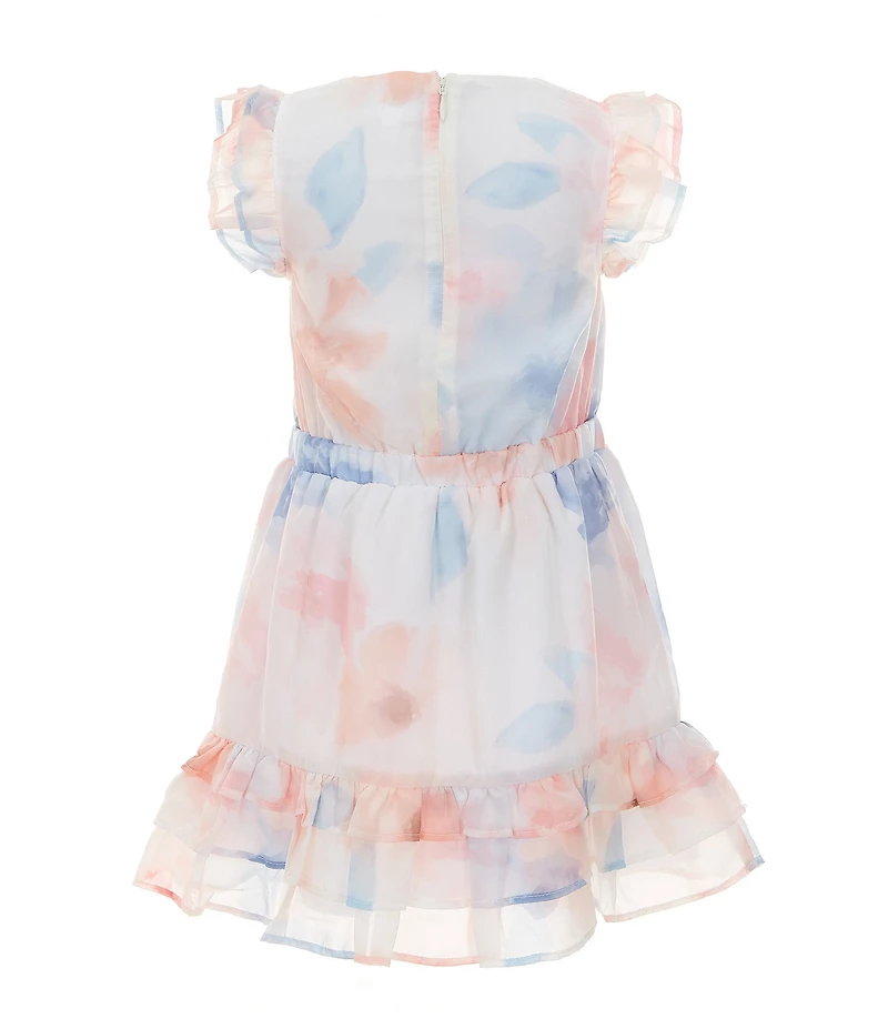Guess Little Girls Flutter-Sleeve Butterfly Chiffon Fit-And-Flare Dress