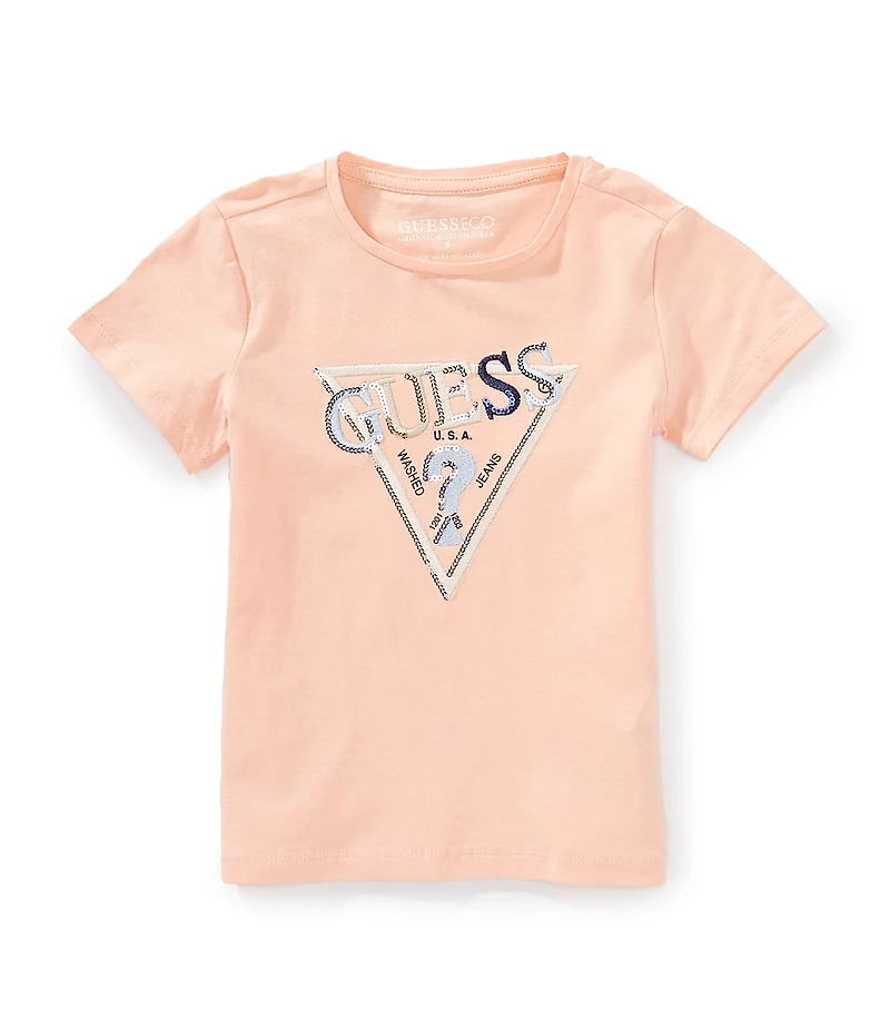 Guess Little Girls Short-Sleeve Triangle-Embroidered T-Shirt