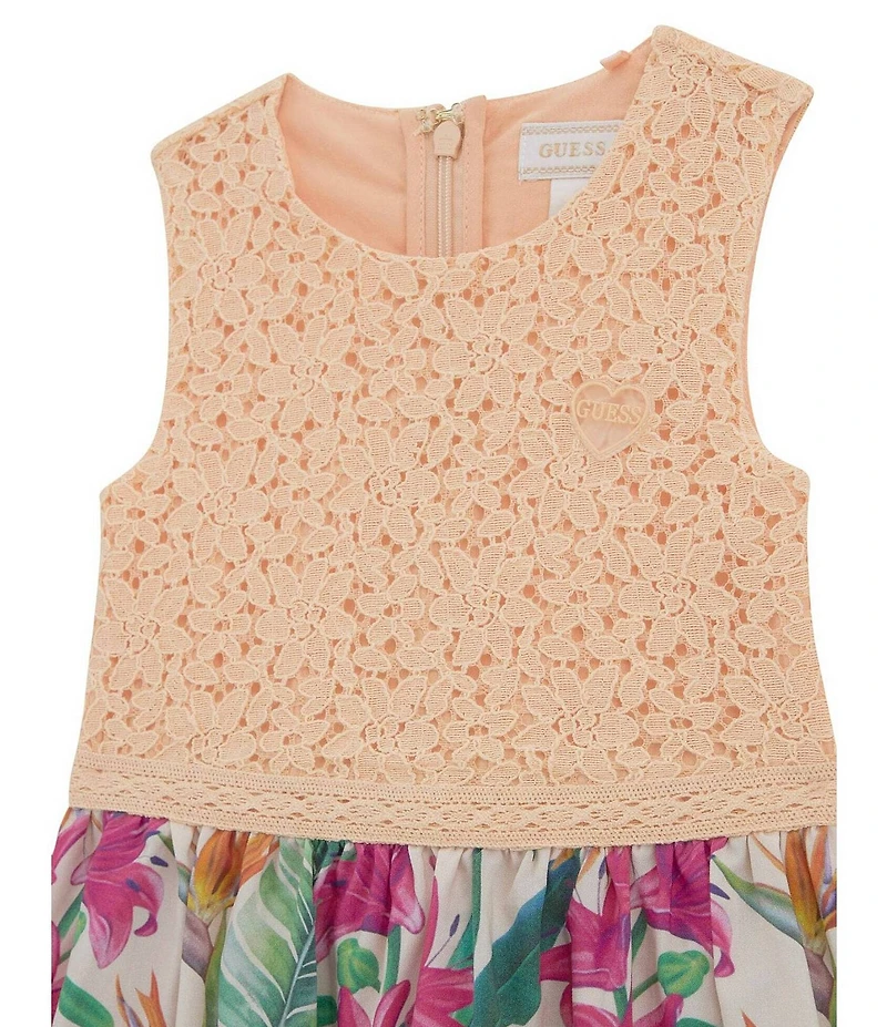 Guess Little Girls Sleeveless Mixed Fabric Dress