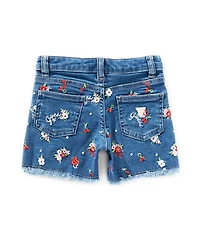 Guess Little Girls Allover-Embroidered Denim Shorts
