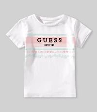 Guess Little Girls Short-Sleeve Foiled-Printed Embossed-Embroidered Logo T-Shirt