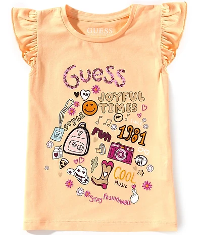 Guess Little Girls Short Sleeve Logo Joy T-Shirt