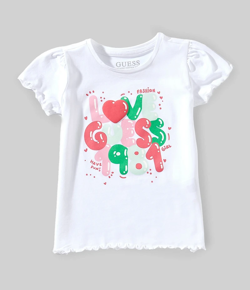 Guess Little Girls Short Sleeve Love Guess Printed T-Shirt
