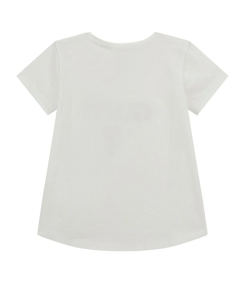 Guess Little Girls Short Sleeve Sequin-Embellished Embroidered Triangle-Shaped Motif T-Shirt