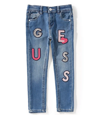 Guess Little Girls Skinny-Fit Sequin-Embellished-Embroidered Jeans