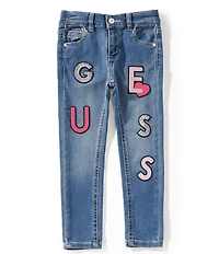 Guess Little Girls Skinny-Fit Sequin-Embellished-Embroidered Jeans