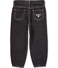 Guess Little Girls Heart-Shaped-Riveted Baggy-Fit Barrel-Leg Jeans