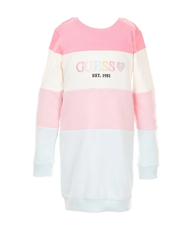 Guess Little Girls Long Sleeve Active Stripe Sweatshirt Striped Dress