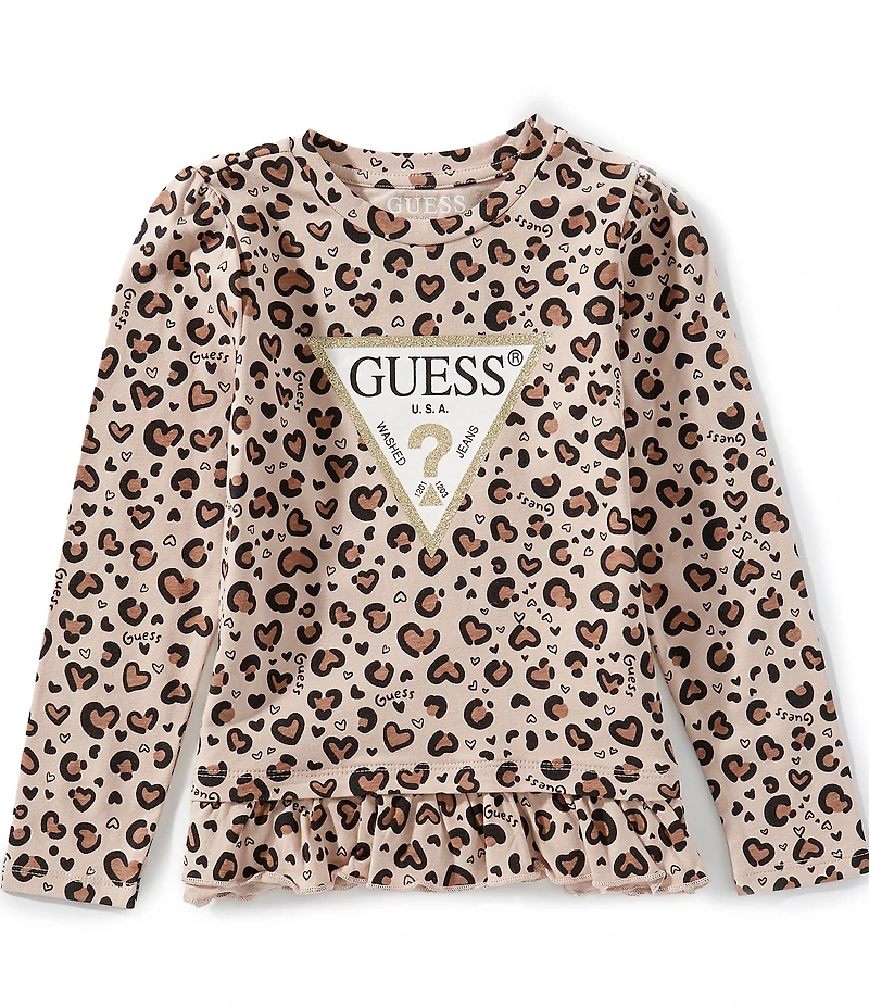 Guess Little Girls Long Sleeve Cheetah T-Shirt