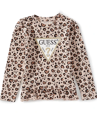 Guess Little Girls Long Sleeve Cheetah T-Shirt