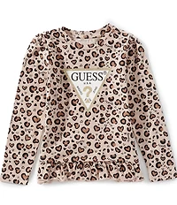 Guess Little Girls Long Sleeve Cheetah T-Shirt