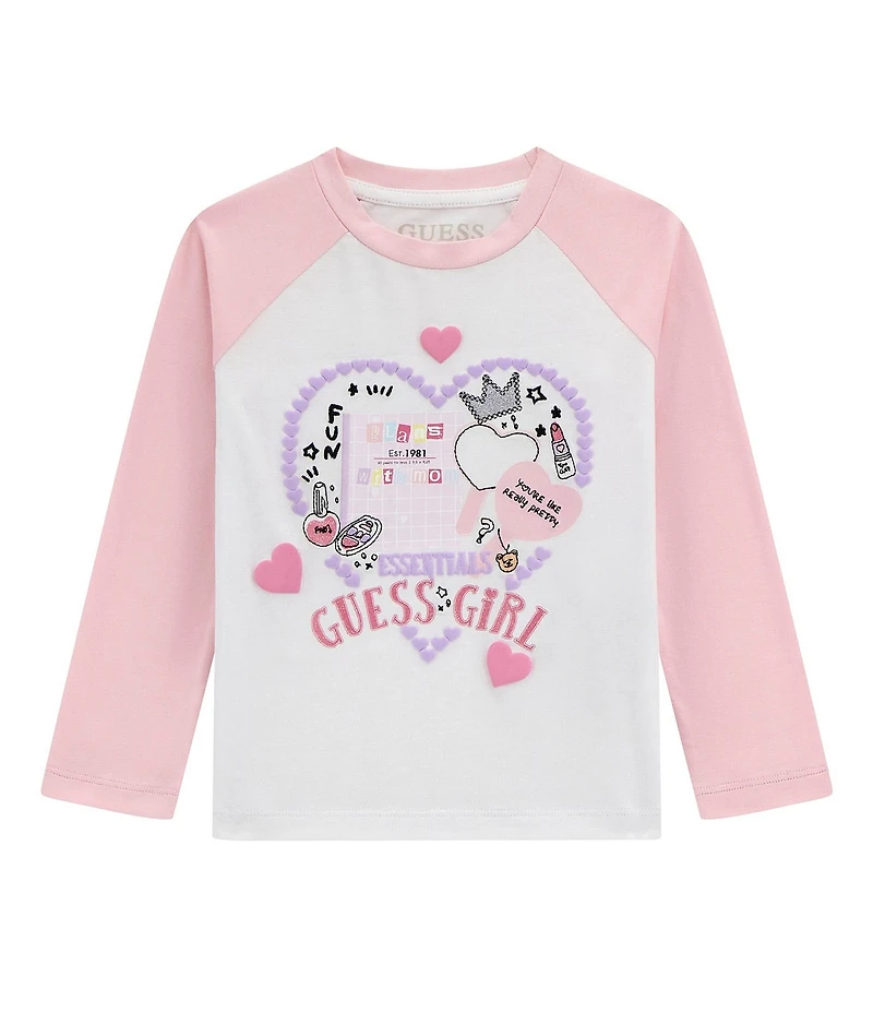 Guess Little Girls Raglan Long-Sleeve Essentials Organic Cotton T-Shirt