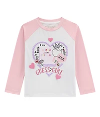 Guess Little Girls Raglan Long-Sleeve Essentials Organic Cotton T-Shirt