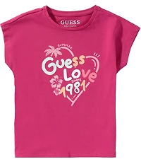 Guess Little Girls Short Sleeve Glitter Guess Love T-Shirt