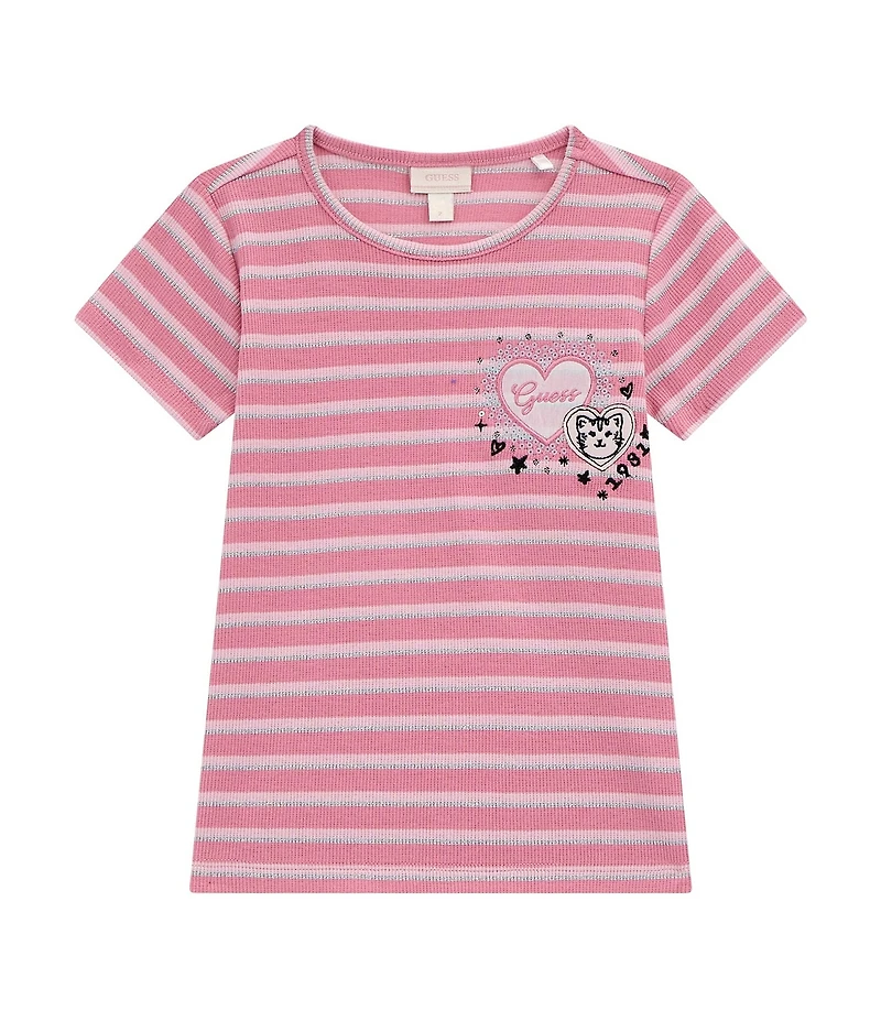 Guess Little Girls Short-Sleeve Ribbed T-Shirt