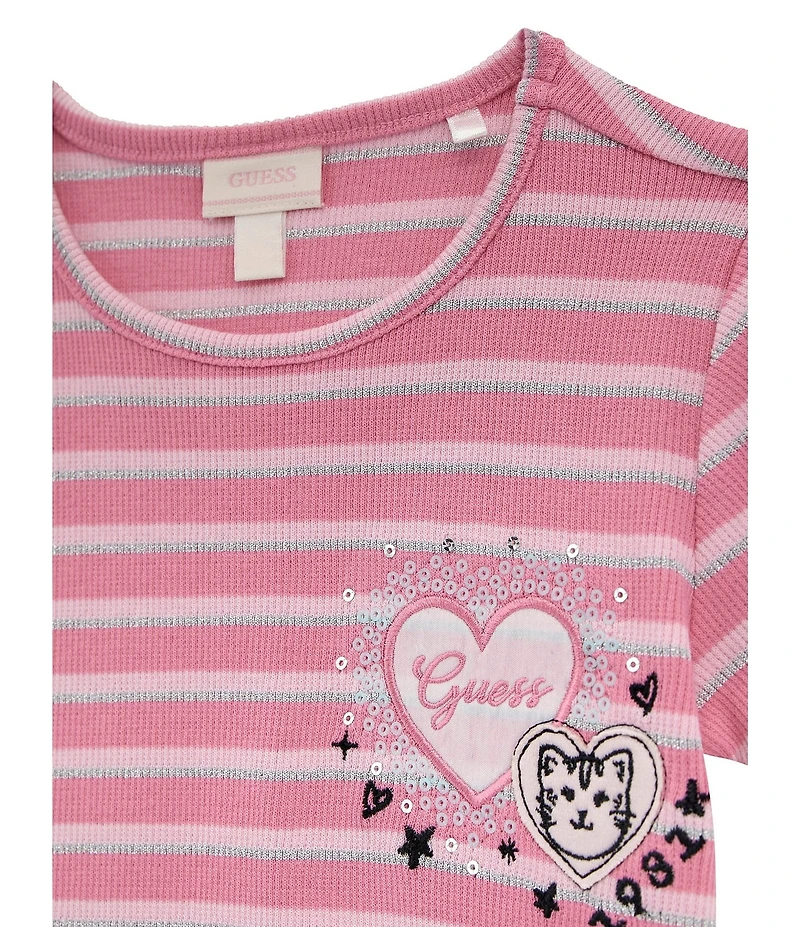 Guess Little Girls Short-Sleeve Ribbed T-Shirt