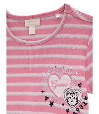 Guess Little Girls Short-Sleeve Ribbed T-Shirt