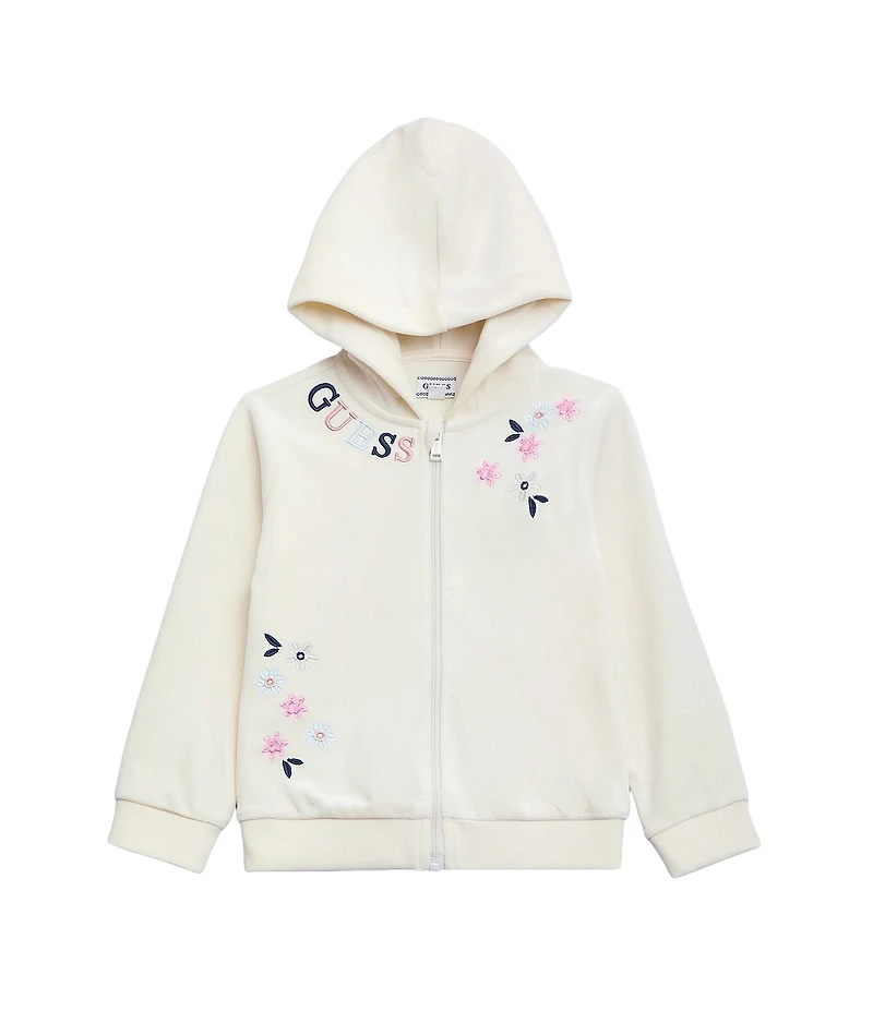 Guess Little Girls Sleeve Velour Active Top & Pants Set