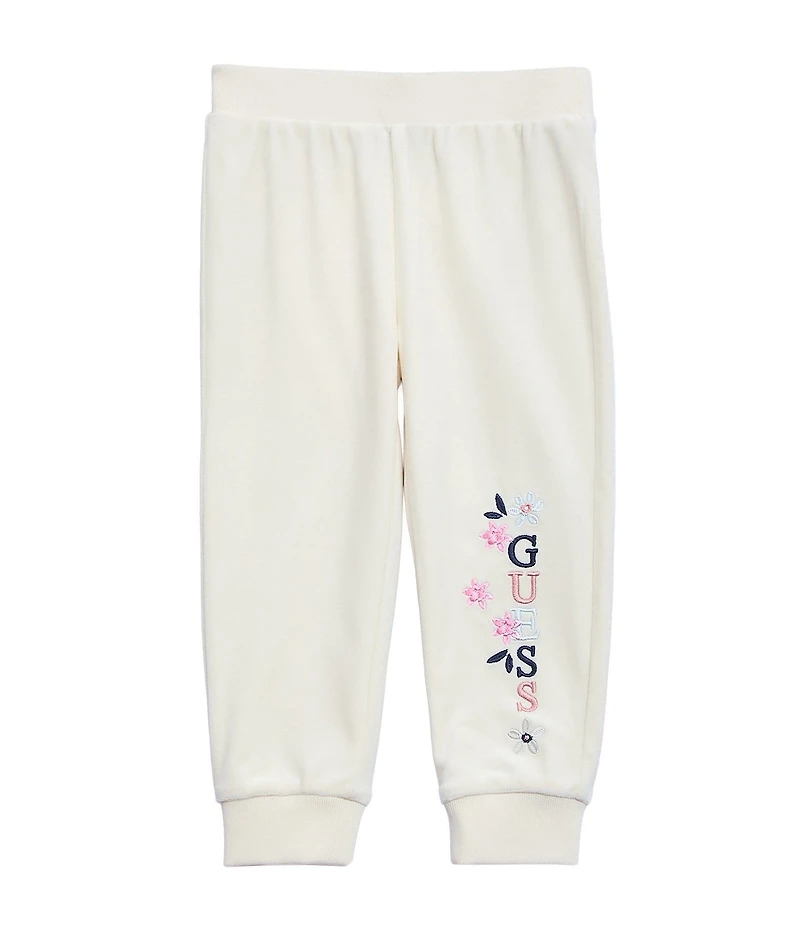 Guess Little Girls Sleeve Velour Active Top & Pants Set