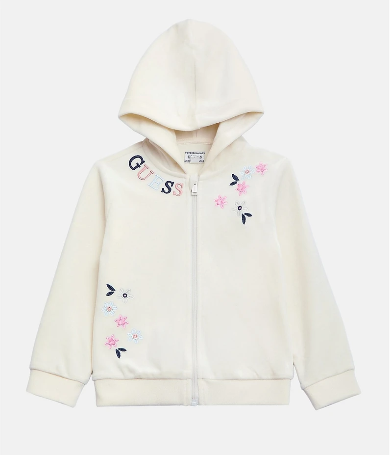 Guess Little Girls Sleeve Velour Active Top & Pants Set