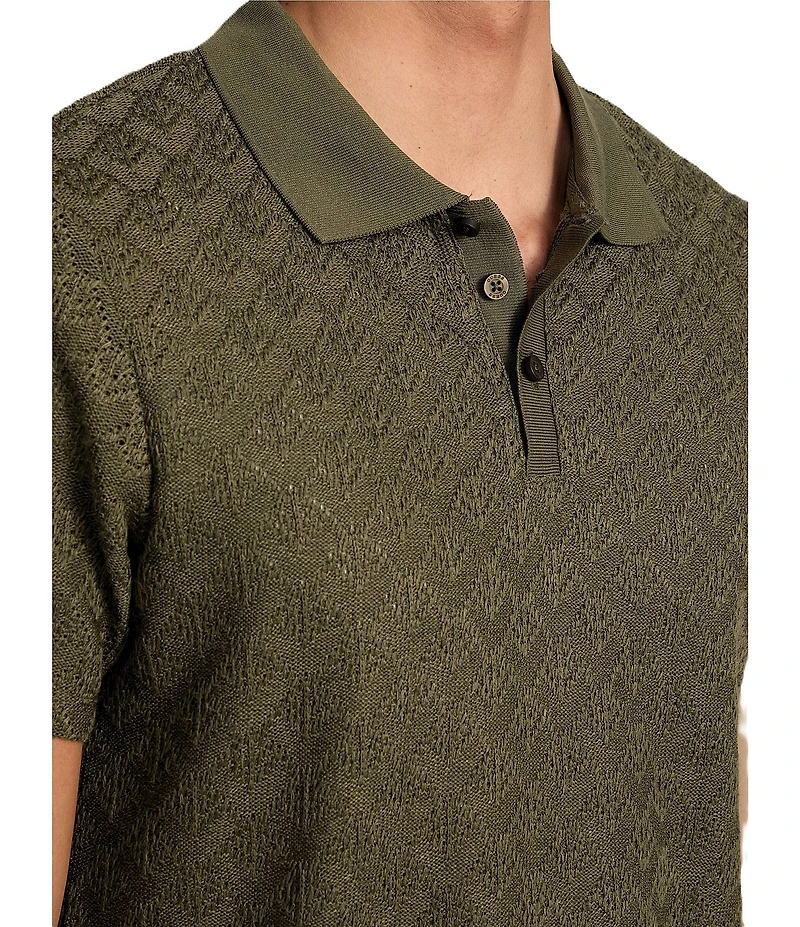 Guess Logan Short Sleeve Jacquard Knit Polo Shirt