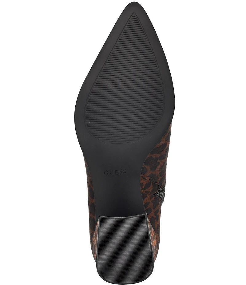 Guess Luseray Leopard Print Pointed Toe Booties