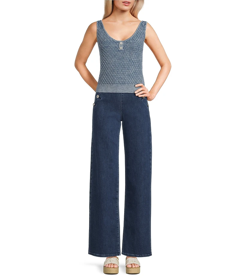 Guess Lylah Sleeveless Patterned Sweater Knit Tank Top