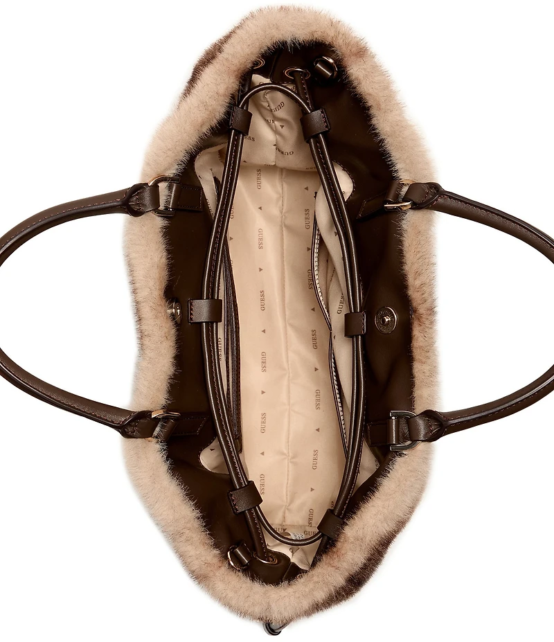 Guess Mavis Faux Fur Satchel Bag