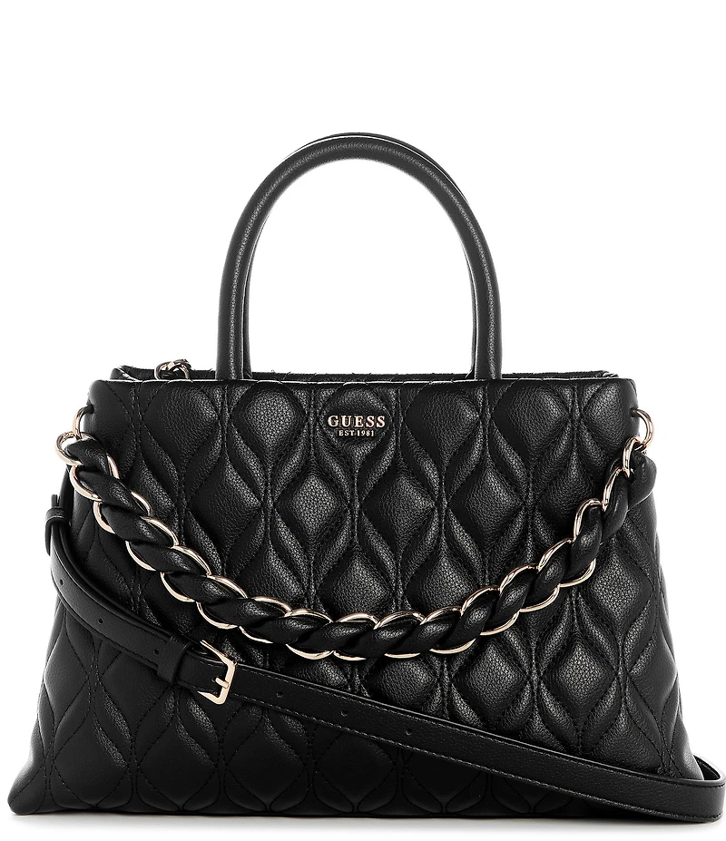 Guess Maxine Girlfriend Quilted Satchel Top Handle Chain Strap Bag
