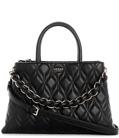 Guess Maxine Girlfriend Quilted Satchel Top Handle Chain Strap Bag