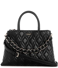 Guess Maxine Girlfriend Quilted Satchel Top Handle Chain Strap Bag